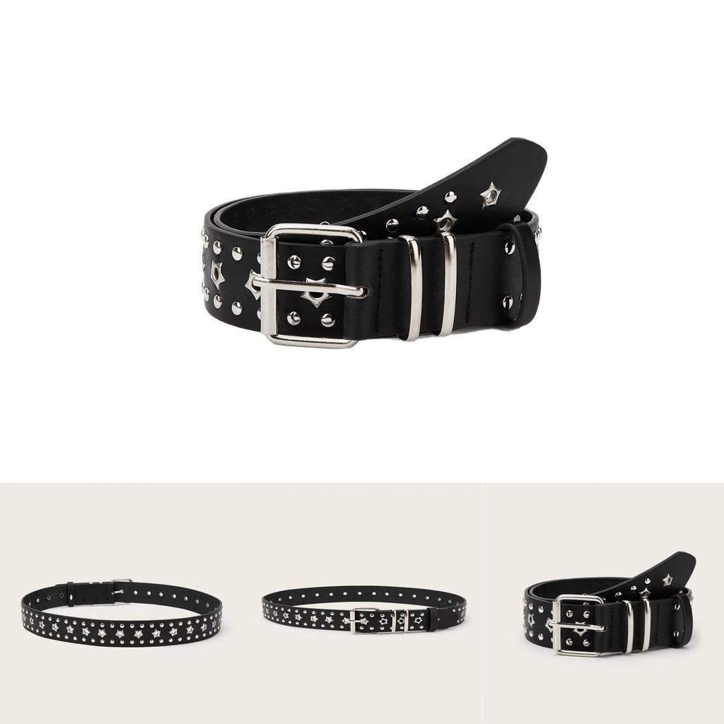 Fashionable Solid Color Star And Rivet Decor Women Casual Belt For Commuter Style And Fashion Accessories