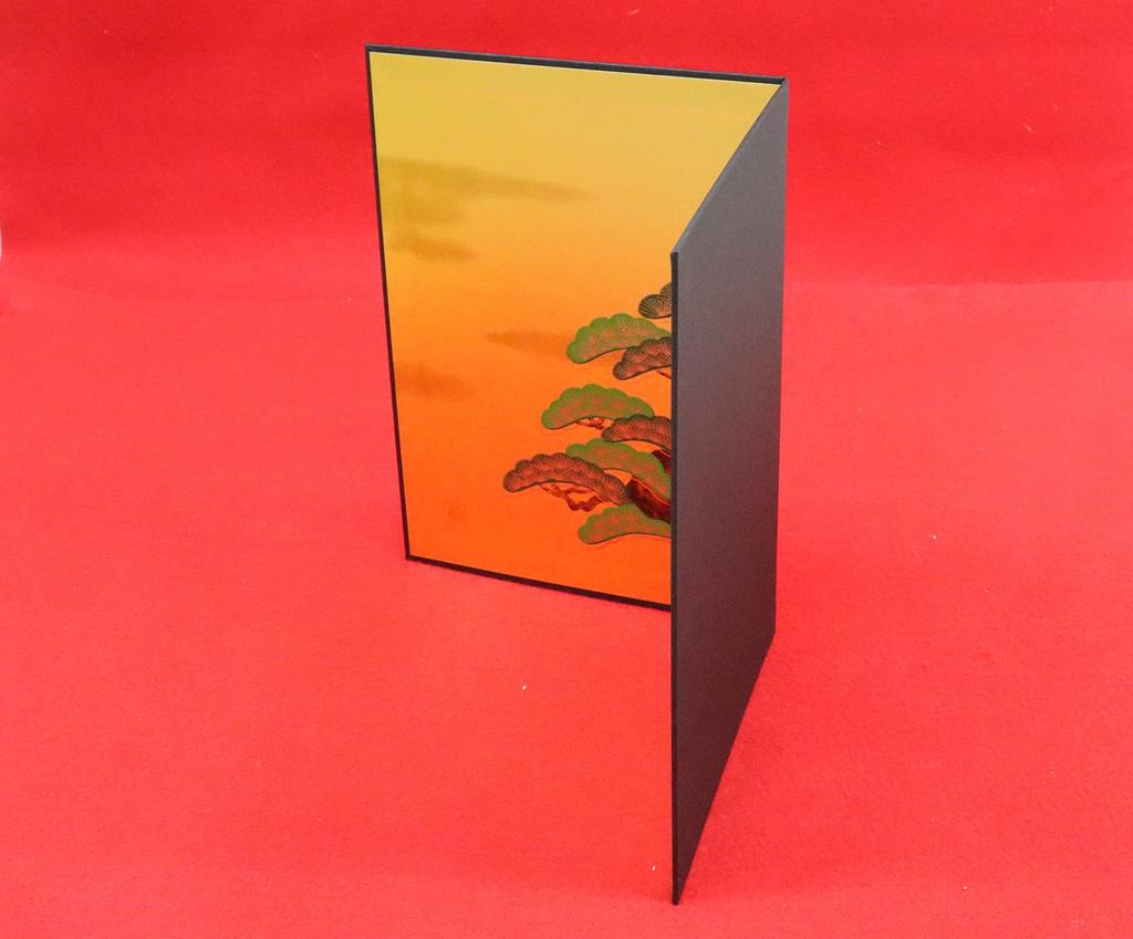 Gold Faltbar Hergestellt in Mini x 30 Faltparavent Kiefer [Handwerkerhaus] Paravent, Japan, Kindertag, (21 cm), Goldfarben lackiert (Dreistufiger Baum)