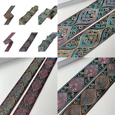 4.92yard Fabric Ribbon Vintage Flower Embroideried Trim Woven Ribbon Fabric Trim Fringes for Sewing Crafting