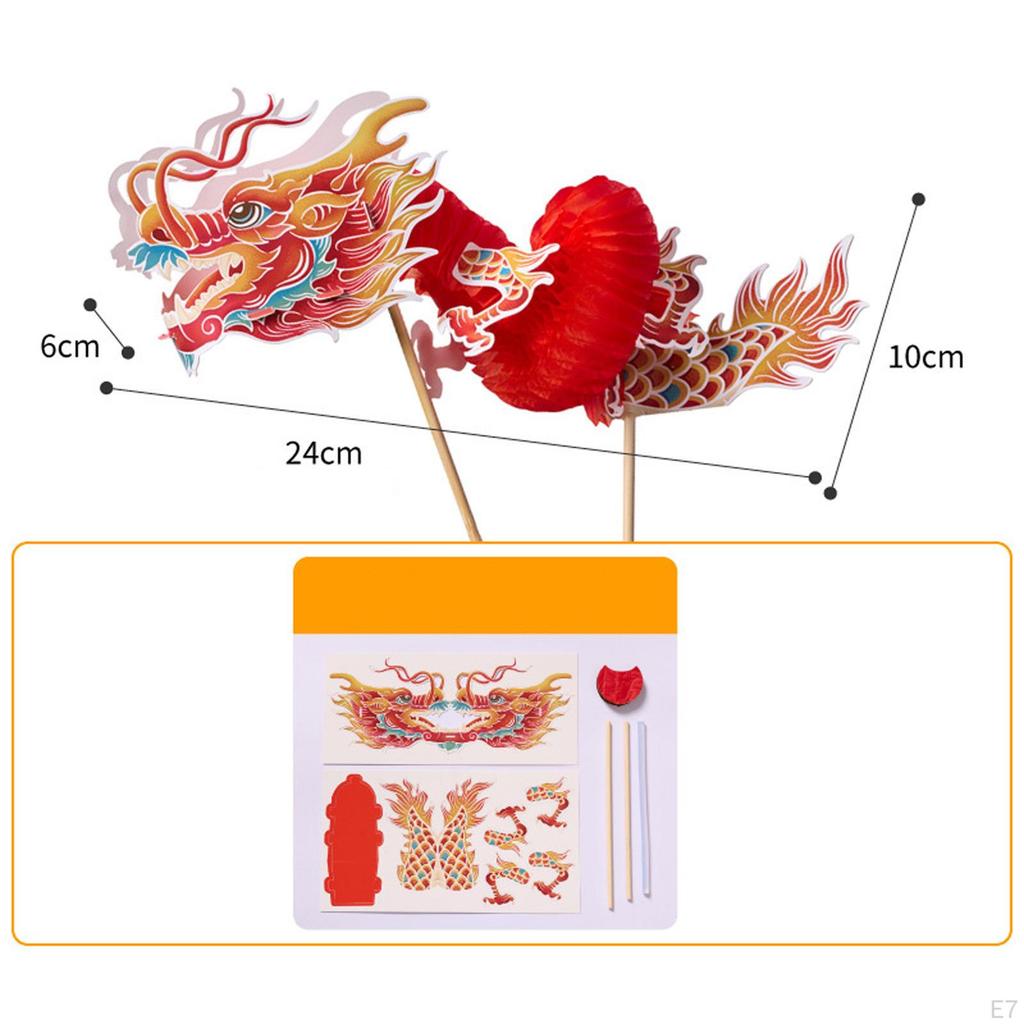 Chinese Year Dragon Garland Lantern Folded 3D Ornaments Hanging Decoration for Shops