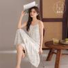 Cloud Cotton Suspender Nightdress Women's Summer Pajamas Summer Cardigan Long Style Can Be Worn Outside Seaside Vacation Sweet Skirt