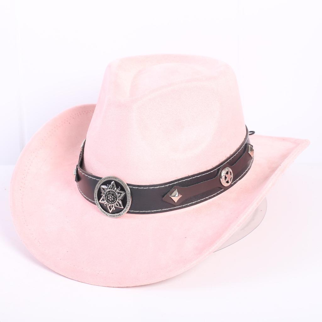 Popular European and American Classic Suede Western Cowboy Hat Men's and Women's Fashion LO Style Peach Heart Cowboy Hat