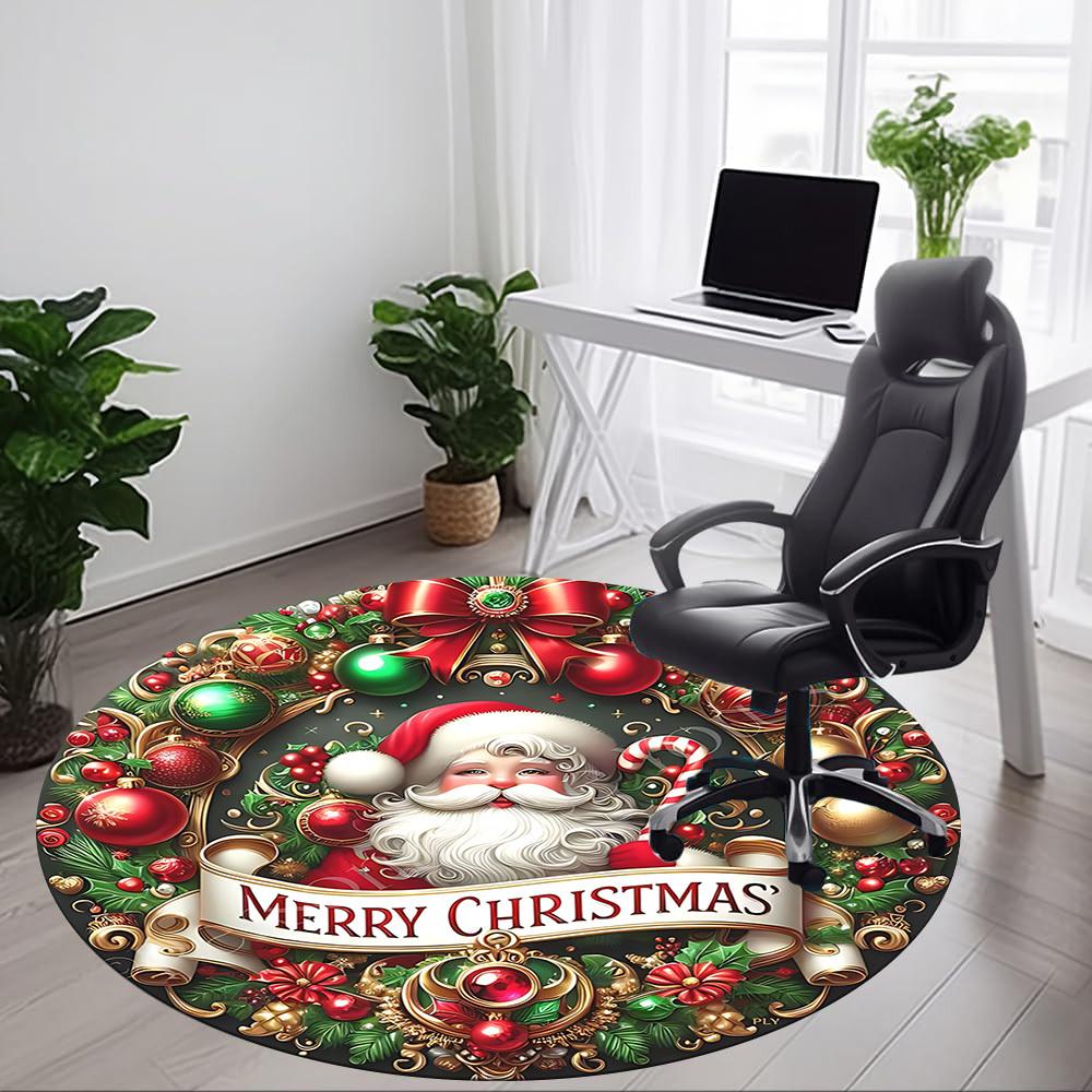 1pc Christmas Wreath Chair Carpet for Office, Round Non Slip Durable Large Size Office Carpet, Suitable for Office