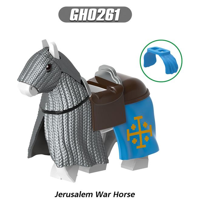 MOC Medeival Knights Horse Building Blocks Crow Wolf Warhorse Eagle Lion Green Dragon Warrior Bricks Toys Kids Gift