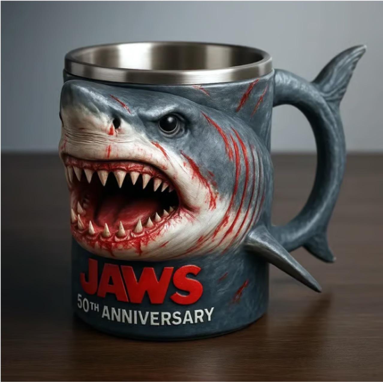 Jaws 50th Anniversary 3D Shark Mug Creative Ocean Theme Cup Home Decor Gift for Movie Fans and Collectors 401-500ml