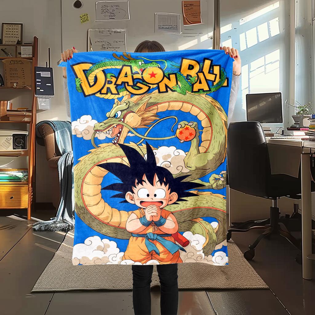 1pz Coperta in Flanella con Stampa Son Goku, Alta Qualità per Tutte le Stagioni, Decorazione per la Casa, Calore e Comfort, Perfetta per Regali di Natale