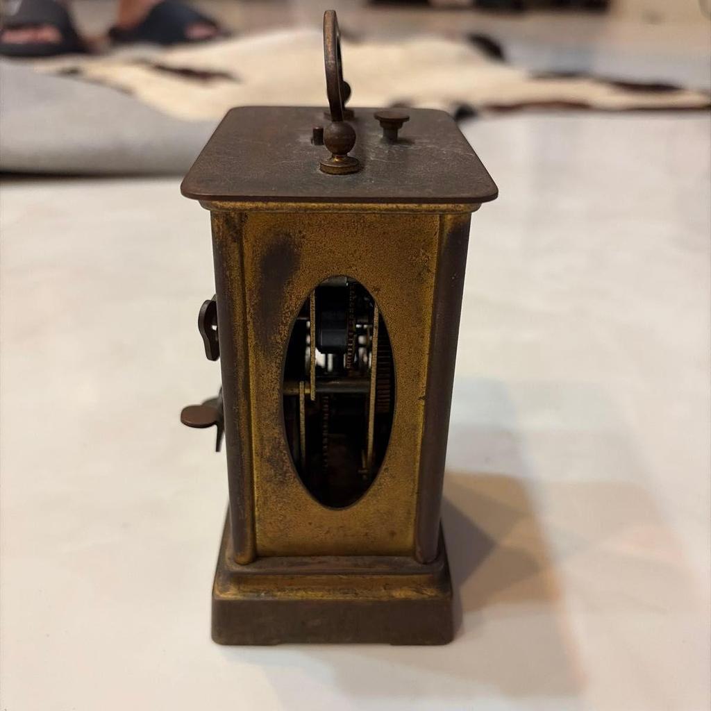 Used SEIKOSHA Antique Table Clock Brass Retro Spring Type