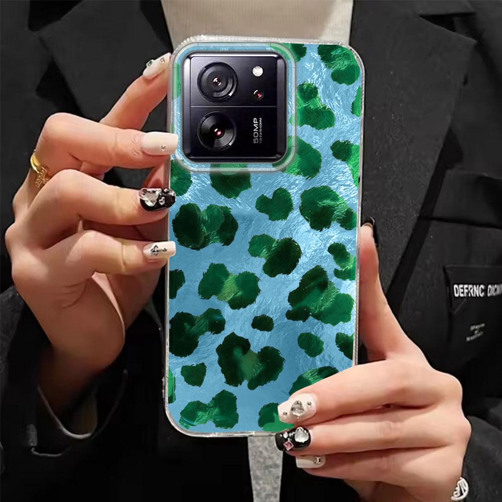 Pink Green Leopard Print Pattern Phone Case for Xiaomi 13T 14T 11 Lite NE Poco X5 M6 Pro X6 X7 X3 Pro NFC C65 C61 M5S TPU Cover