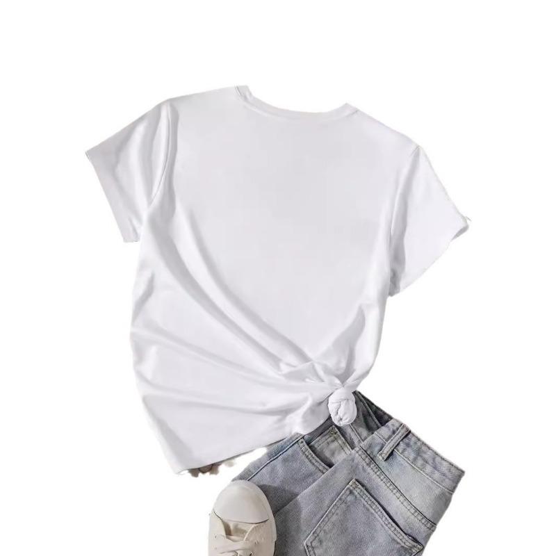 Summer Fashion Letter JUST RICH Printed Women's Casual Pure Cotton Short Sleeved Top T-Shirts Women’s