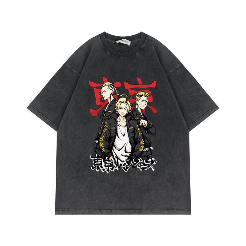 230g Tokyo Revengers T-Shirt Oversized Vintage Anime Print Baumwolle Kurzarm Tee