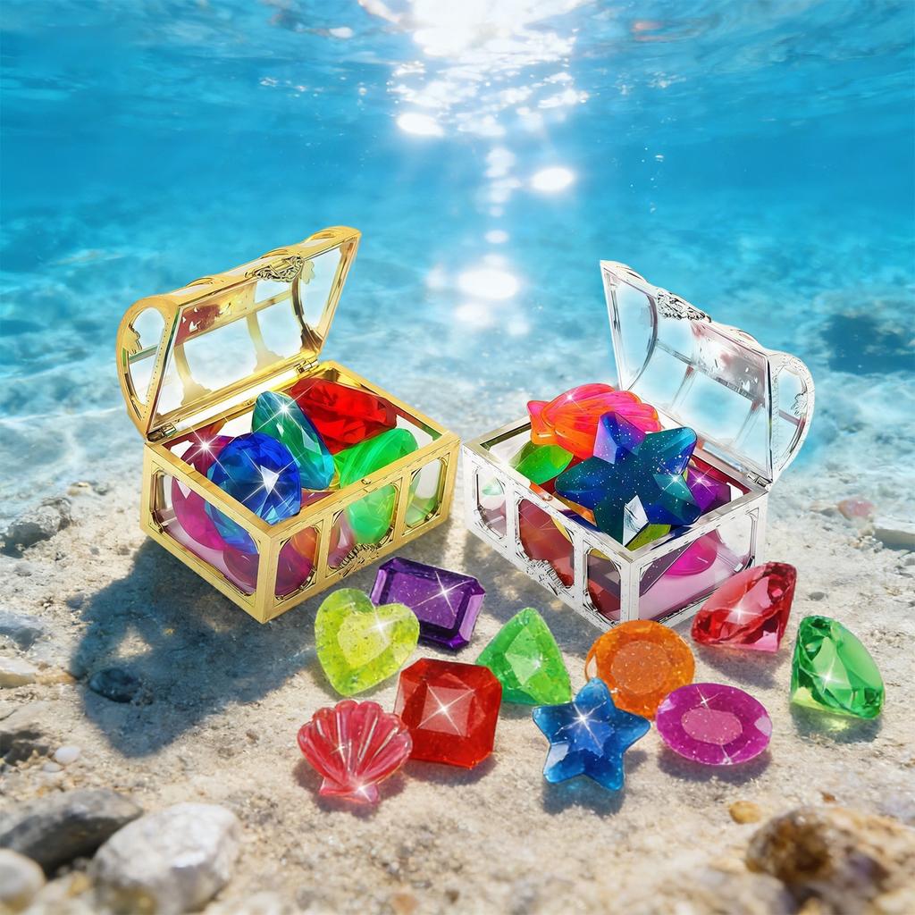 Summer-Appropriate Children's Pool And Diving Pool Toys, Diving Game Treasure Chest Toy Set.