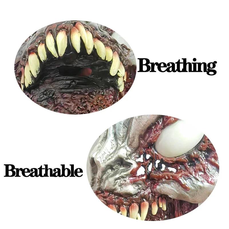 Halloween Headgear Venom Mask Terrifying and Realistic Exorcist Latex Mask Smiling White Eyed Devil Headgear Party COS Clothing