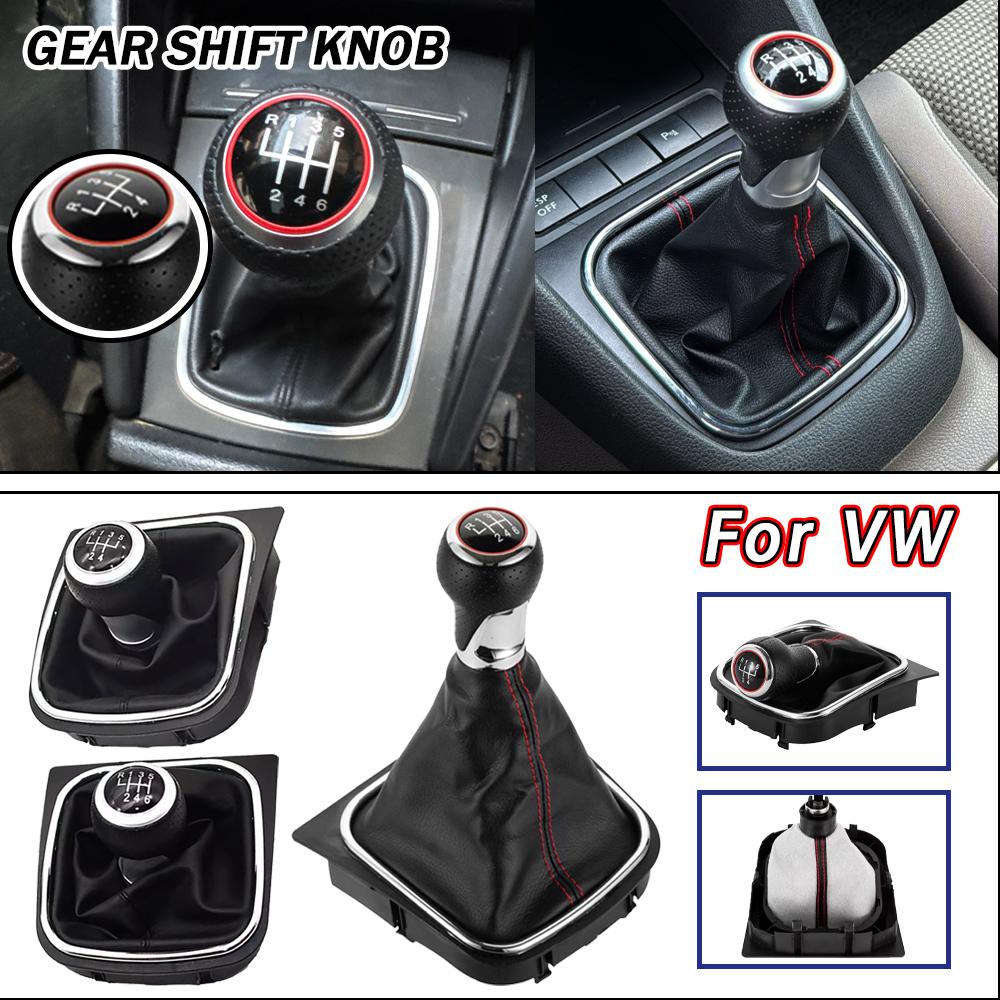 High-quality 5/6 Speed Car Accessories Gear Shift Knob Leather Manual Stick HandBall For VW Golf 5/6 MK5 MK6 Scirocco(2009)