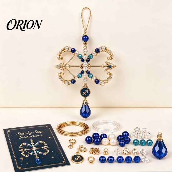 Zodiac Sign Craft Kit 12 Blessing Beaded Ornament DIY Kit, Beginner Friendly Bead Decoration Set for Beginners Beading Set, Hanging Pendant, Handmade