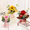 Artificial Flower Crochet Bouquet Knitted Rose Flowers Hugging Bucket Valentine's Day Birthday Gifts Sunflower Daisy Bouquet