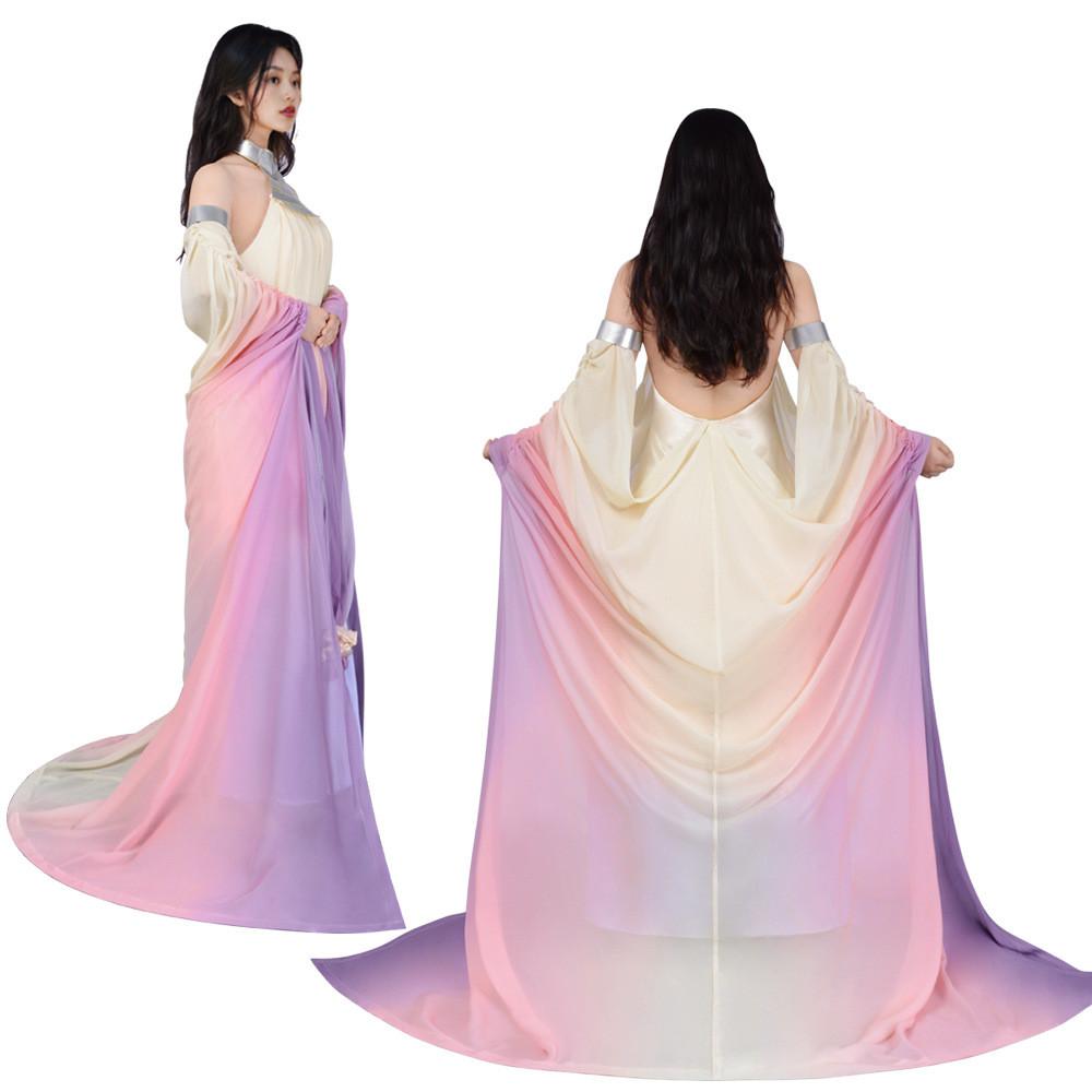 Costume Cosplay Principessa Amadala di Star Wars in Tessuto di Poliestere per Feste di Halloween