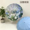 Spot New 11-bone Three-fold Automatic Parasol Color Glue Fabric Digital Printing Anti-ultraviolet Oil Painting Umbrella