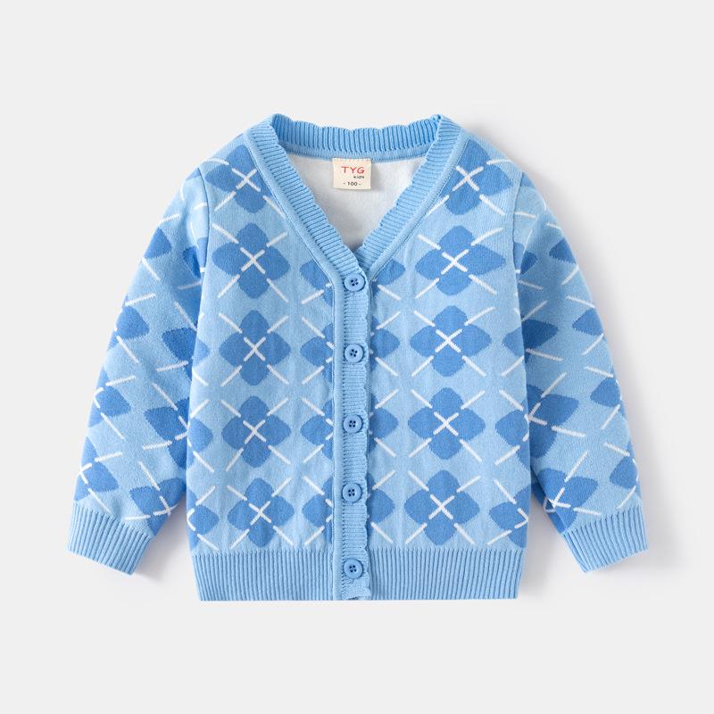 Girls  Floral Knit Cotton Cardigan - New Spring Double Layer Jacket Size 140 (Height 130cm) светло-синий