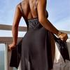 Sexy High-Slit Suspender Lingerie Nightgown w672