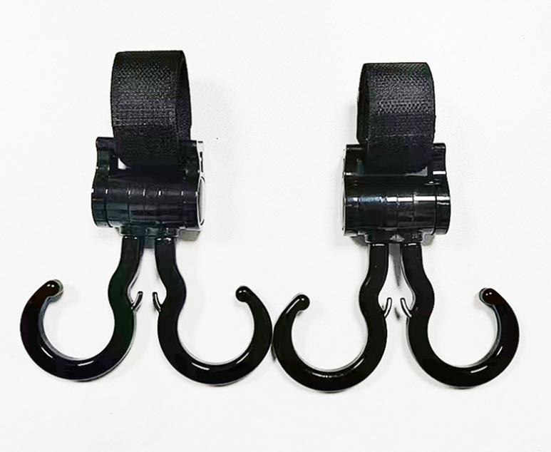 2pcs 360° Rotating Stroller Hooks Heavy-Duty Cart Bike Hanger Multipurpose Travel Organizer for Baby Pram & Shopping Bags