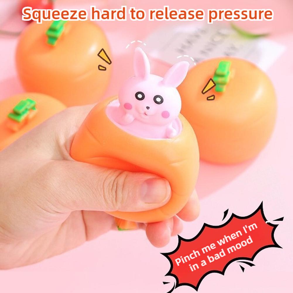Squeezing Carrot Rabbit Squeezing Cup Pocket Small Bunny Carrot Animal Bunny Stress Pinching St R0Z3