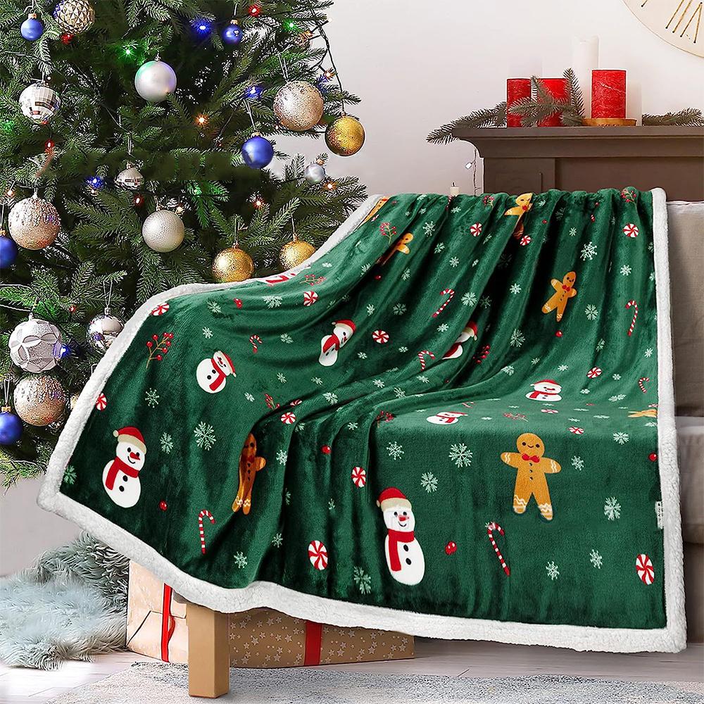 Soft Double Layered Flannel Fleece Blanket Thick Warm for Christmas Present Perfect for Dorms and Air Conditioning Naps Machine