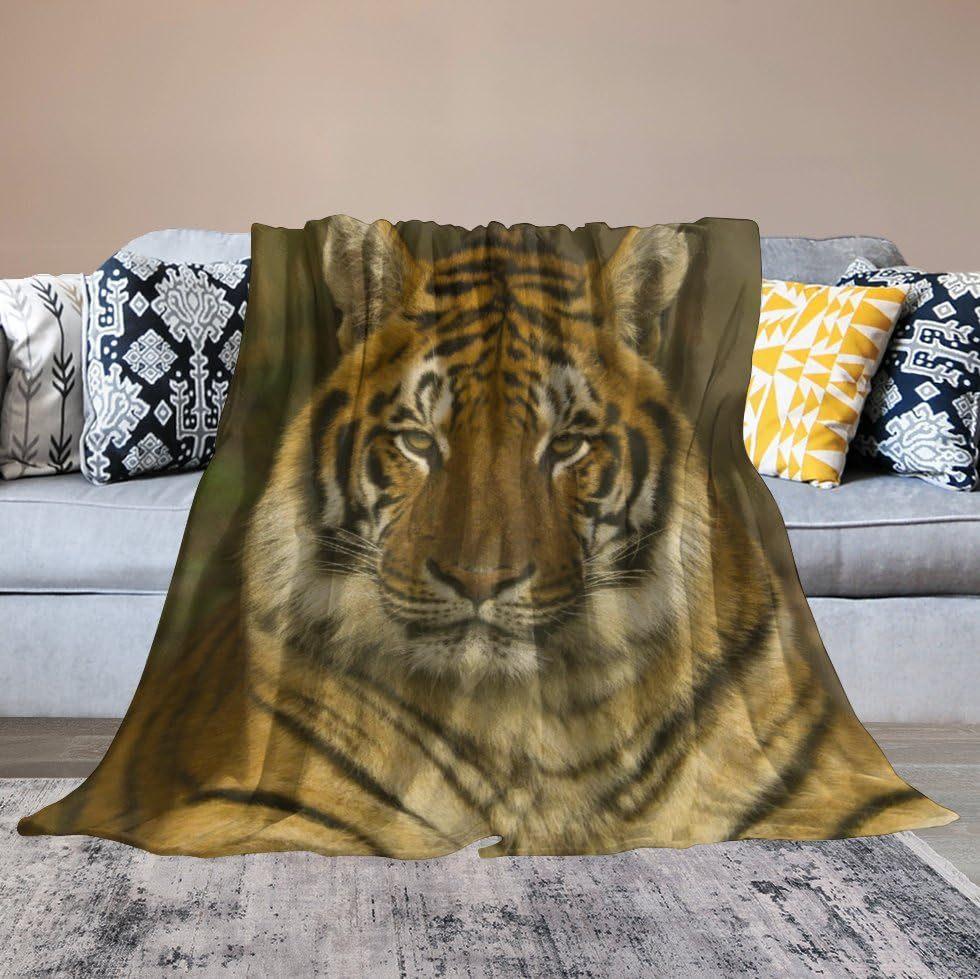 Tiger Print Flannel Blanket Comfortable Soft Flannel Blanket Animal 3D High Definition Print Home Blanket