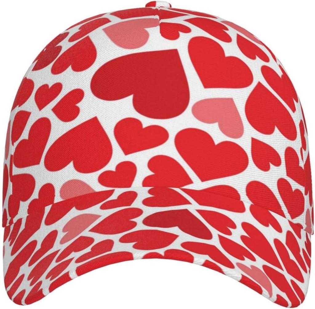 Funny Valentine's Day Cute Red Hearts Hats Men Women Fashion Valentine's Baseball Cap Vintage Adjustable Hats Caps