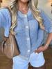 Women's 2026 French Style Hollow Knit Cardigan Sweater - Round Neck, Short Sleeve, Solid Color