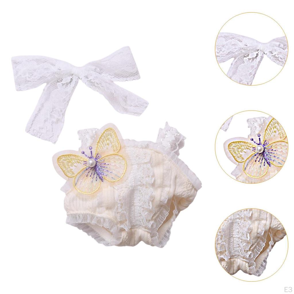 2 Pieces 15cm 17cm Girl Doll Clothes Clothing, Bowed Headdress Decor, Pendant Rompers Set