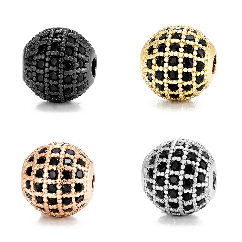 Copper Micro-set Diamond Ball Jewelry Accessories 10mm Round Spacer Beads for DIY Beading