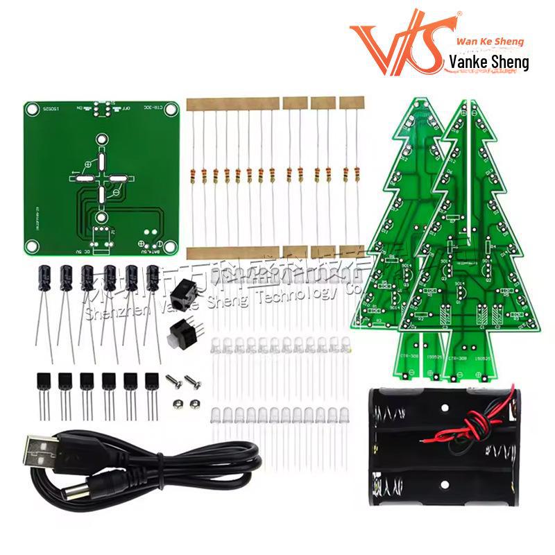 Colorful LED Flashing Christmas Tree DIY Kit – Handmade Creative Holiday Ornament