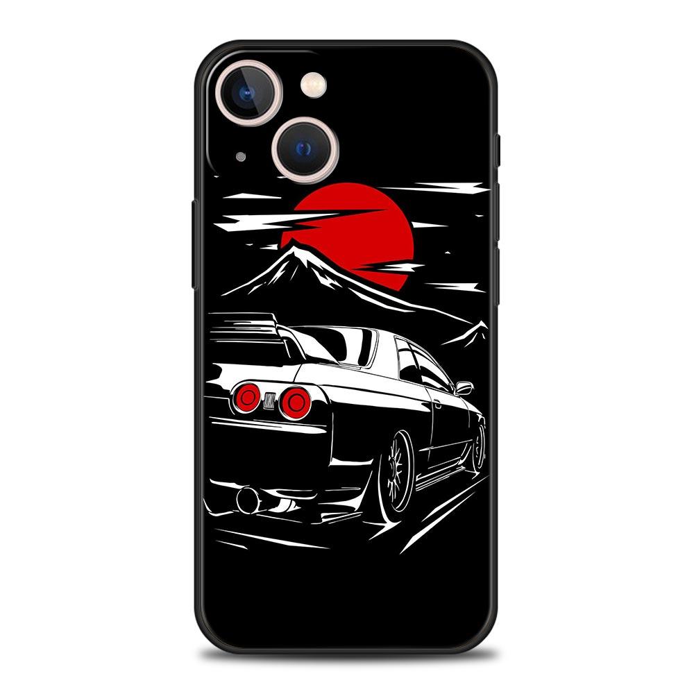 Japan JDM Sports Car Phone Case For iPhone Apple 14 13 Pro Max 12 11 Mini 7 8 Plus XR XS X SE 2020 Cover Shell Black Coque Funda