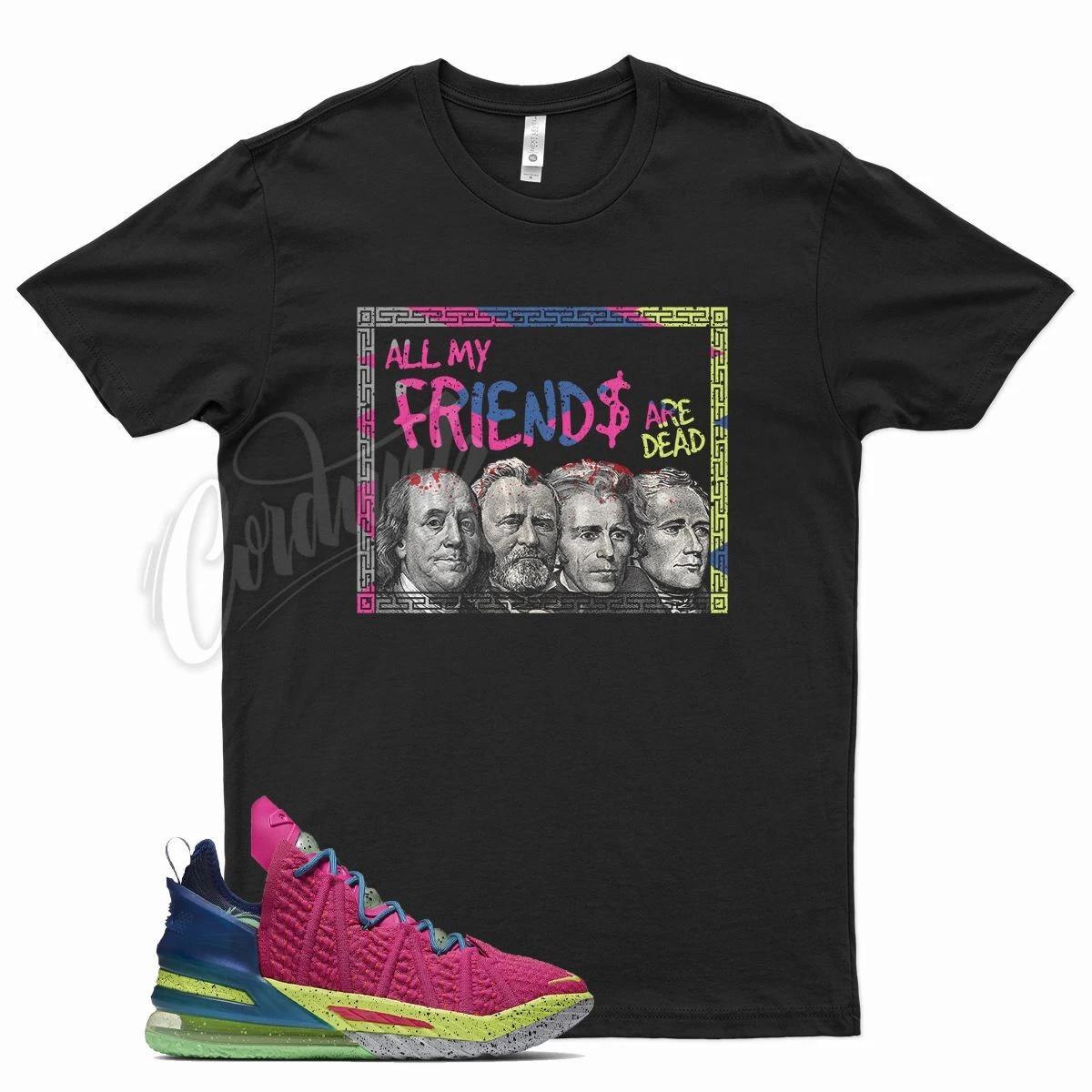 Black FRIENDS T Shirt for Lebron 18 Los Angeles by Night Multi Color Gang 17 M
