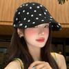 Women's Retro Polka Dot Black Newsboy Cap - Face-Slimming Summer Beret with Sun Protection for Large Head Circumference