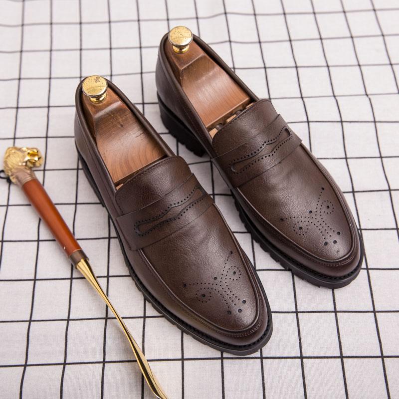 Men Leather Shoes Slip-On Fashion Casual Leather Soft Man Shoes Thick Bottom Flat Classic Design Big Size 38-47