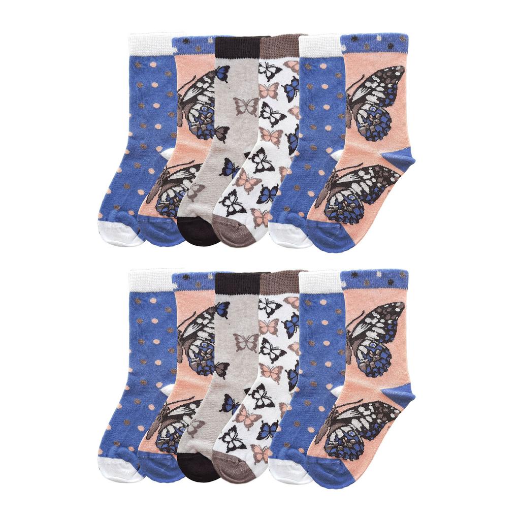 12li Kız Çocuk Çorap Uzun Soket Pamuklu Dikişsiz Renkli Yumuşak