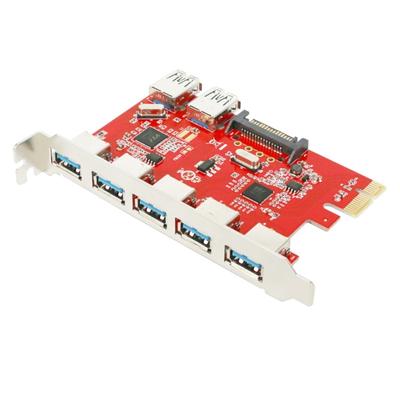 High Speed 7 Port USB3.0 PCIE Expansion Card Adapter Card Boost Data Transfer Up To 5Gbps 15Pin Power