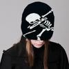 Knit Slouchy Beanie Hat for Women Skull Pattern Hat Handcrochet Jacquard Hat Girl Soft Hat Female Male Unisex Headwear
