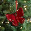 Red Flocking Christmas Bow Wreath Bell Christmas Tree Snowfall Elk Pendant Hanging Ornament Navidad 2025 Noel Home Party Decor