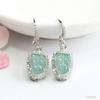 Leaf Shape Natural Stone Jade Earrings Silver Plated Myanmar Jade Earrings Full of Zircons Burma Jadeite Drop Earrings for Women