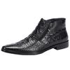 Fashion 2025 Winter New Short Boots Men'sCrocodile Grain Leather High-Top Shoes Zipper Warm Cowhide Leather Boots Round Toe Oxfords