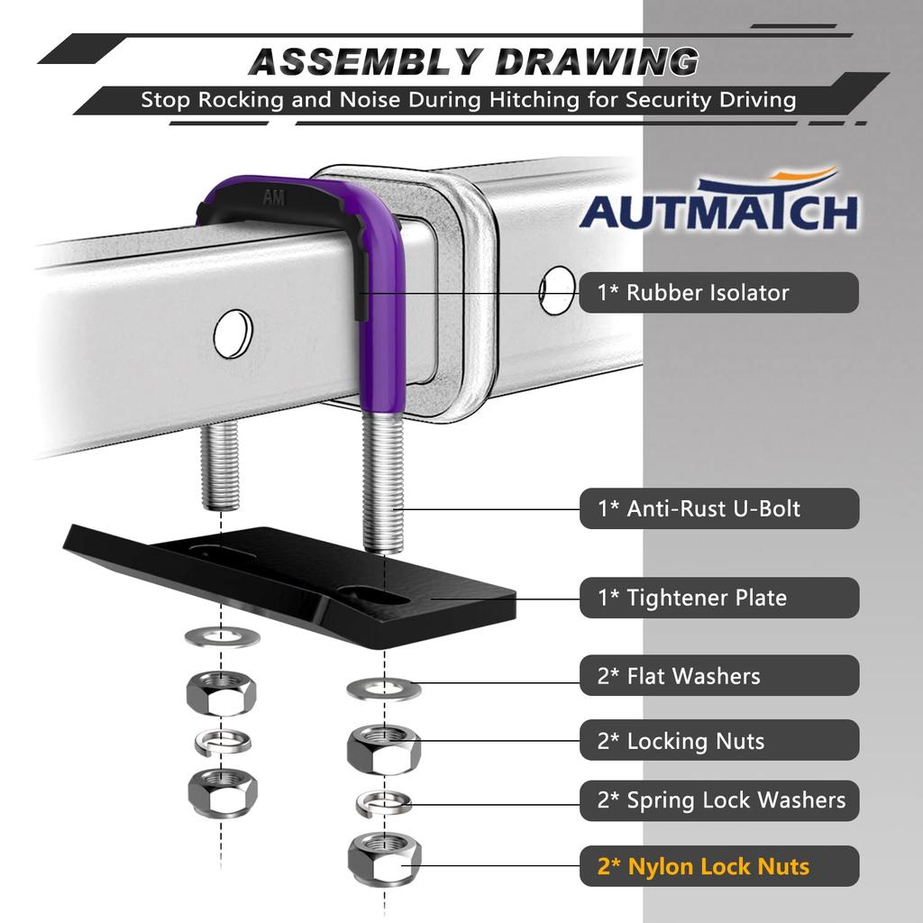 AUTMATCH Hitch Tightener Anti-rattle Clamp, Heavy Duty Hitch Stabilizer for