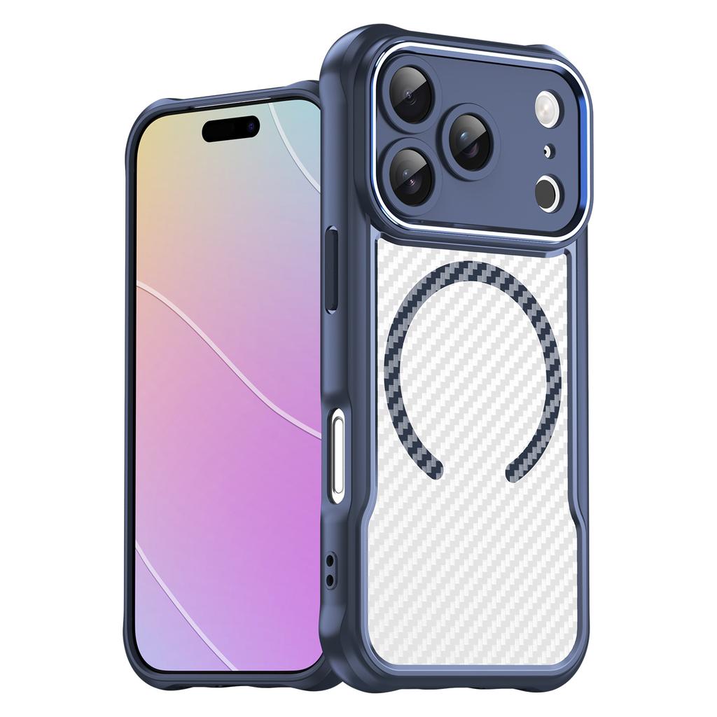 For iPhone 17 Pro Case Compatible with MagSafe Hybrid Phone Cover Carbon Fiber