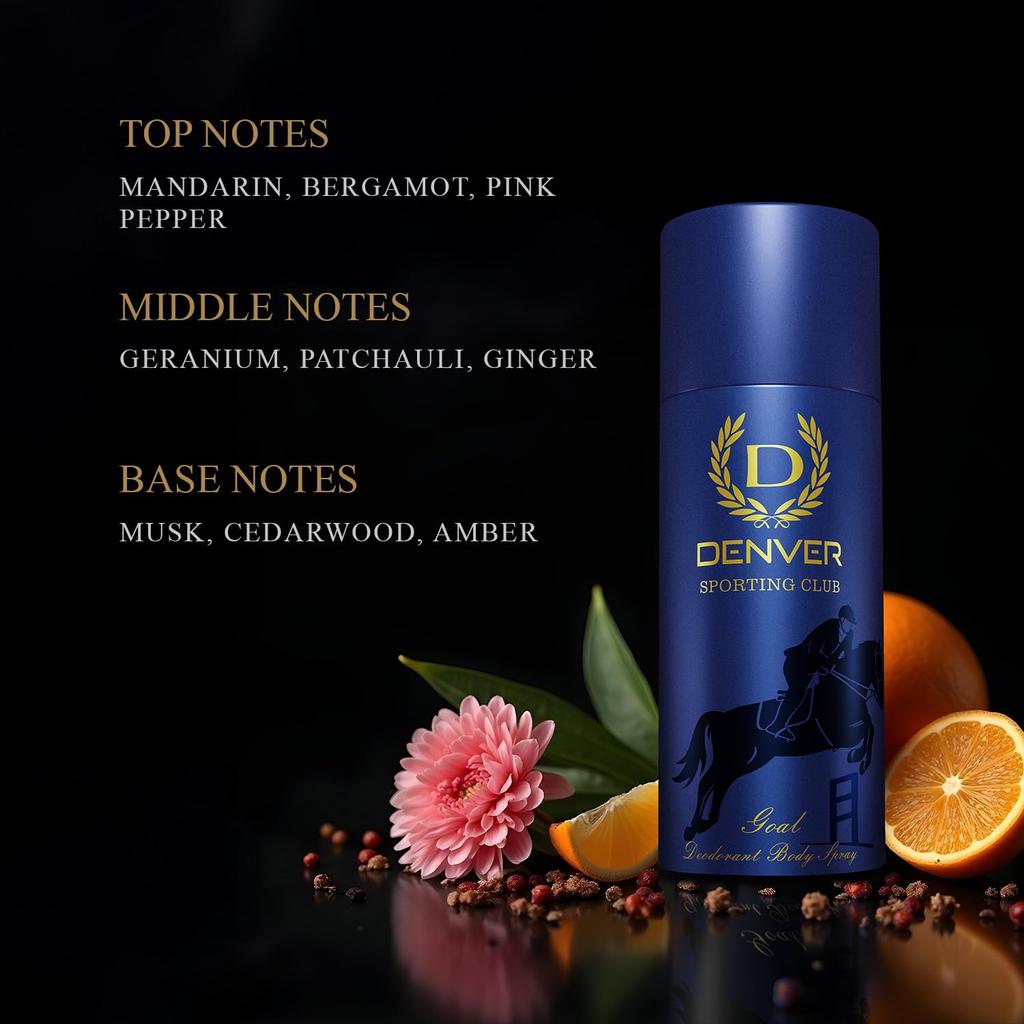 Denver Goal, Champ, Victor 150 ML Each & Volt -165 ML Deodorant For Men, Pack of 4