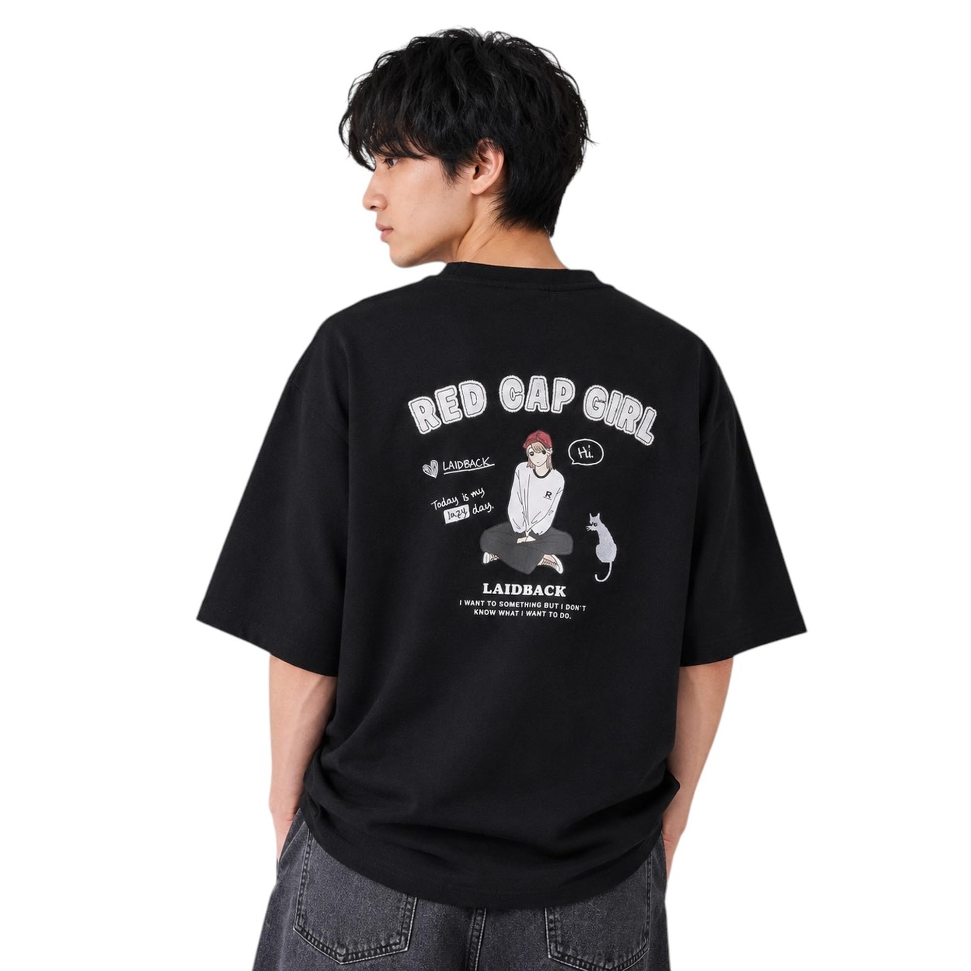 Cap Printed Embroidered Unisex RE26SU06 BLACK L [Red Girl] Short-Sleeve T-Shirt (Applique Logo) / / чёрный