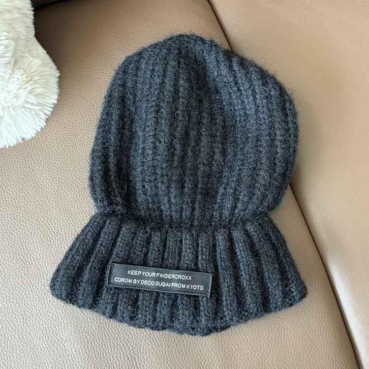 High-end Big Head Circumference Wool Hat Women's Winter American Cold Hat Gray Knitted Hat Fashionable Foreign-style Cold-proof Warm Hat