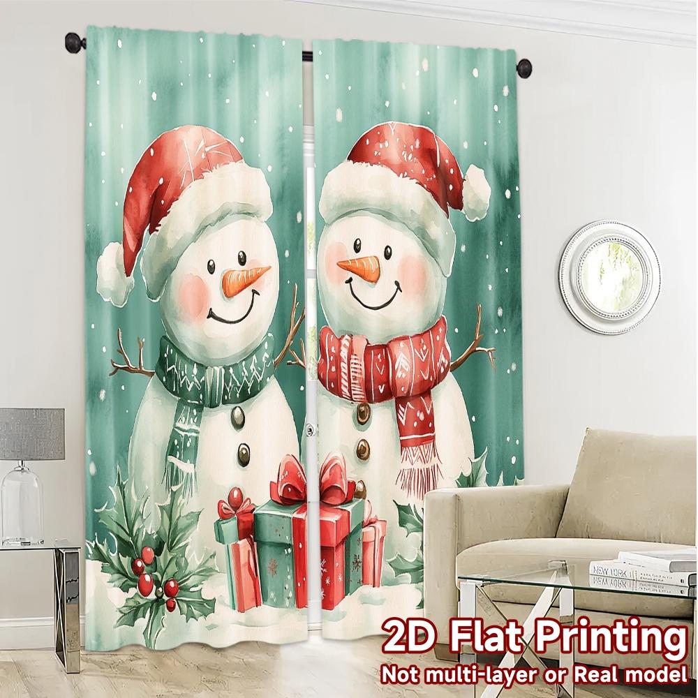 2pcs  Curtains Cute Snowman Christmas Gifts (3) Popular Contemporary Curtains Fabric Curtains Versatile All Ldeal for Bedroom &