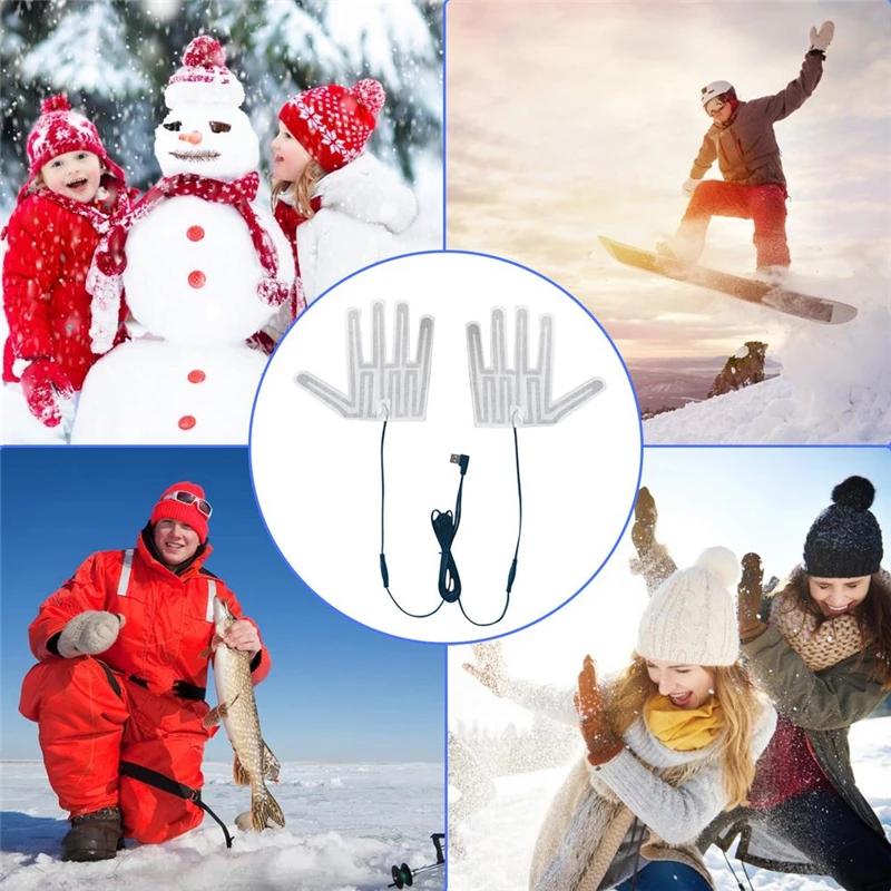 Usb Heated Gloves Pad Winter Warm Five-Finger Gloves Heating Pad Electric Heating Film Glove Heating Sheet For Skiing Cycling