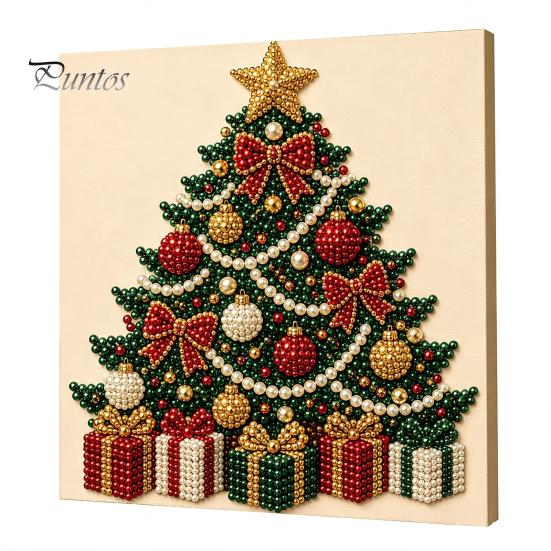 DIY Faux Pearl Art Crafts Christmas Kit, Santa Snowy Cottage Painting Kits for Adults 3D Bead Craft Set Adults, Home Winter Holiday Wall Decor Indoor
